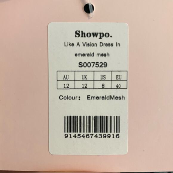 Showpo Women's Like a Vision Emerald Mesh High Slit Spaghetti Strap Gown Size 8 - Picture 11 of 11